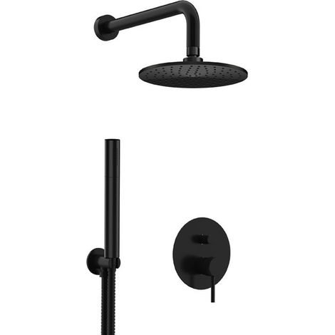 Set doccia tondo completo a incasso nero opaco - serie X Style Misura soffione: 30 cm (1/3)