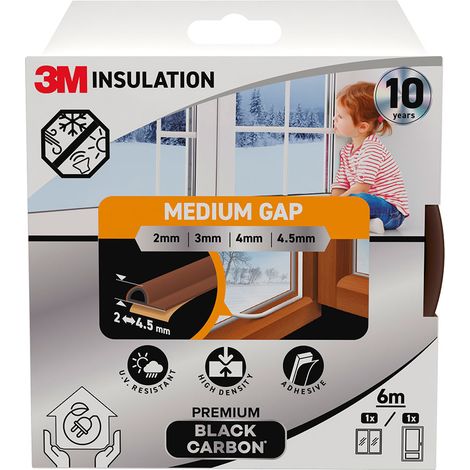 Burlete de aislamiento premium para huecos medianos de 2 - 4,5 mm, marrón, 6 m