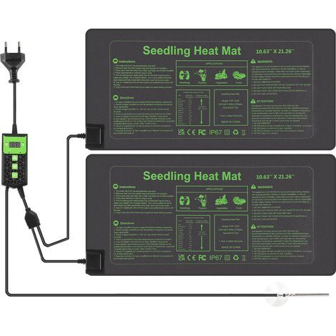 TolleTour 2× Anzuchtmatte 55×27 cm mit Thermostat und Temperaturfühler, 55W, IP67 (1/5)