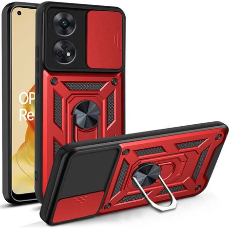 Set aus Schutzhülle für Oppo Reno8 T, Nox Kamera-Slide, rot + Glas (1/2)