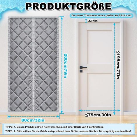 Rideau de Porte Isolant Thermique Magnétique 80 x 200 cm Rideau Thermique Porte D'entrée, Sans Perçage, Imperméable, Coupe Vent, Coupe Froid, Gris Foncé (80x200cm) (1/5)