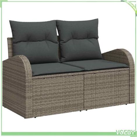 Ensemble de canapés de jardin - FAFEICY - Modulaire - Gris polyrotin - Cadre acier poudré - Compartiments de rangement (1/5)