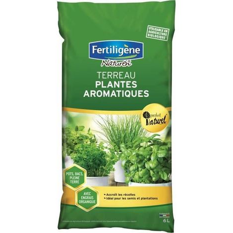 Terreau Plantes Aromatique UAB 6 L - Accroît Les récoltes - Idéal pour Les semis et plantations - Terreau avec Engrais Organique - Produit Naturel et fabriqué en France (1/3)