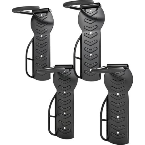 Support vertical pour vélos, 4 pièces, capacité de charge de 30 kg, support pliable pour 4 vélos, support de vélo pour cyclistes, vélo de course, MTB, e-bike, suspension pour garage ou maison, noir (1/5)