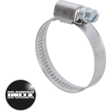 Lot de 2 Collier de serrage, Inox argenté, Bande pleine 9mm, Pour tuyau 12-20mm, Jardin et irrigation (1/3)