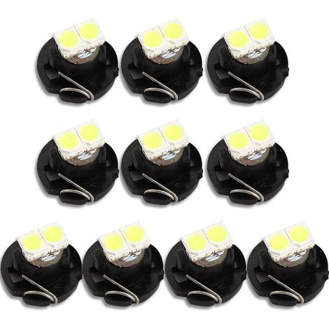 Lot de 10 ampoules à 2 LED T4.2, SMD 1210, 20 lm - extrêmement lumineuses pour tableau de bord de voiture, blanc 6 500 K (1/5)