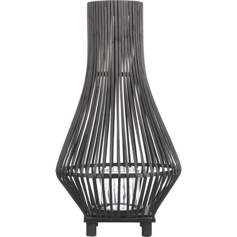 Laterne LEYTE Bambusholz 58 cm Schwarz