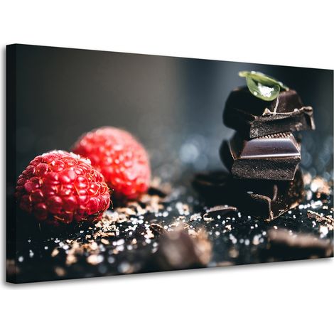 Leinwanddruck „Küche Himbeeren mit Schokolade“ 100x60