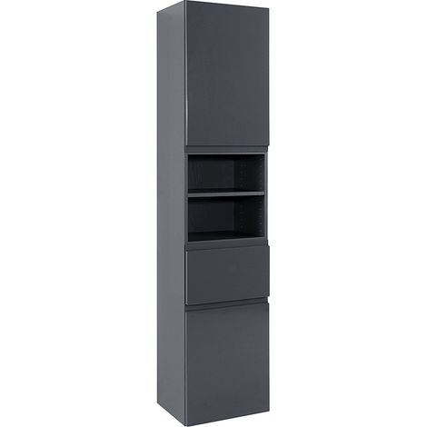 Hochschrank COMO-03, Hochglanz grau, B x H x T ca.: 40 x 180 x 35cm (1/4)