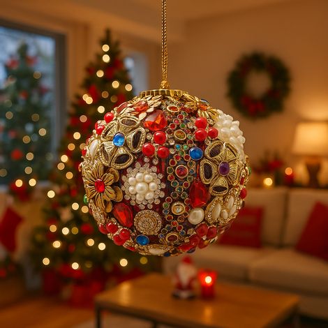 Pallina "Supreme" con brillantini e gemme decorazione per albero di Natale Ø 10 cm (1/4)