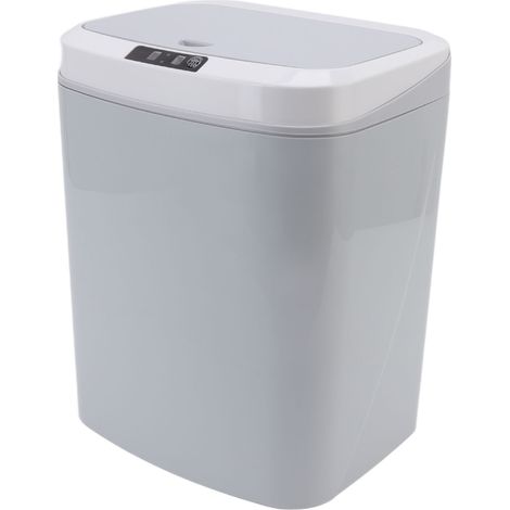 Poubelle intelligente 16 L à induction infrarouge, commande par bouton, mode silencieux, avec veilleuse intégrée, grise. (1/5)