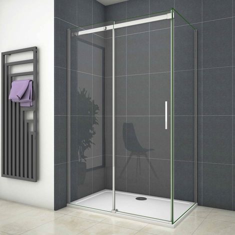 160X195cm Duschabtrennung Schiebetür Duschkabine Duschwand Dusche 6mm Echtglas ESG Glas mit Seitenwand 80X195cm (1/5)