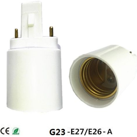 Douille/culot convertisseur G23 vers E27/E26/E14 en PBT ignifugé et certifié CE