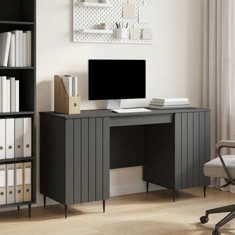 vidaXL Schreibtisch mit Regal Schwarz 142,5 x 50 x 75 cm Holzwerkstoff (1/5)