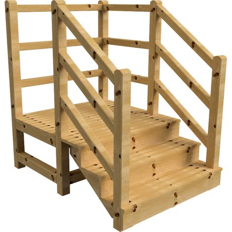 MILANO Außentreppe 3 geschlossene Stufen H54 cm - Podest L116 x B120 cm - Treppengeländer links und rechts - Podestgeländer rechts und hinten
