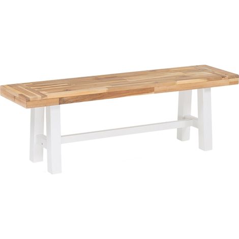 Banco de jardín y de comedor de madera clara con asiento patas blancas para exterior o interior Scania (1/5)