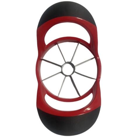 Coupez une pomme de 20 x 10 cm (noire et rouge) en 8 tranches. Utilisez une assiette à fruits, un vide-pomme et une trancheuse à fruits. (1/5)