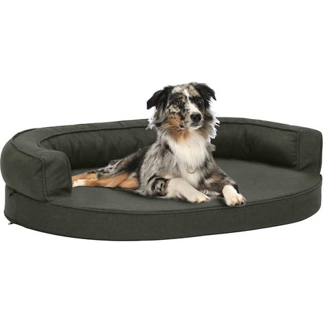 vidaXL Matelas de lit ergonomique pour chien 75x53 cm Aspect de lin (1/5)