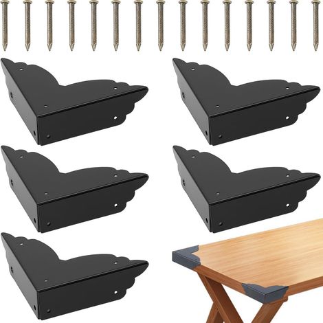 6 Pièces 2.7X2.7 Pouces Vintage Meubles Protecteurs d'angle Garde Décorative en Métal Noir Armoire Bumper Edge Protecteurs d'angle avec Vis pour Armoire Table Bureau Boîte à Bijoux Cadeau (1/4)