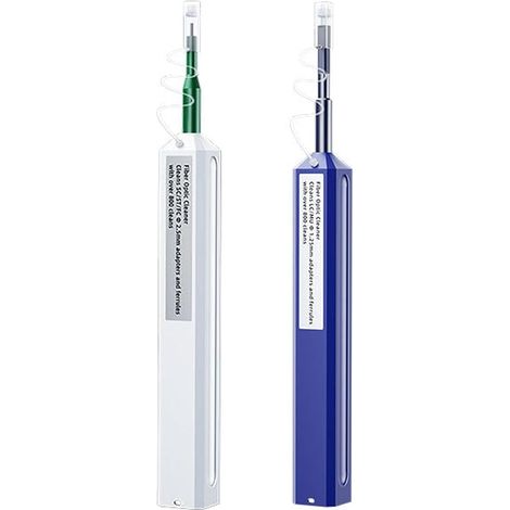 2 Pièces Nettoyeurs pour Fibre Optique, Stylos de Nettoyage pour Connecteurs 1,25 mm LC/MU et 2,5 mm SC/ST/FC, Plus de 800 Nettoyages par Stylo, Facile à Utiliser et Efficace