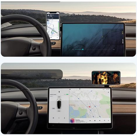 Support magnétique télescopique réglable pour téléphone, support universel pour tableau de bord, compatible Tesla Model 3 Y X S, noir.