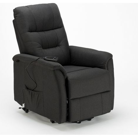 Poltrona relax elettrica reclinabile con alzapersona e ruote in Tessuto Marie per anziani - Nero