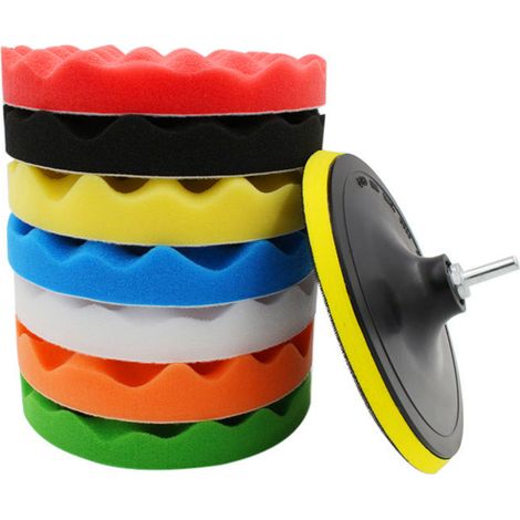 Kit de 10 éponges de polissage lustrage cirage pour polisseuse auto avec adaptateur perceuse 75mm (1/5)