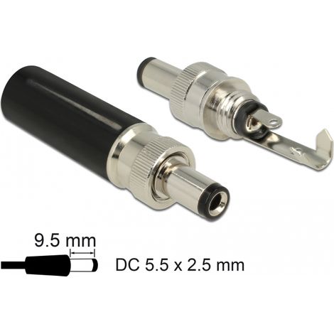 Delock Conector DC 5,5 x 2,5 mm con 9,5 mm de longitud macho