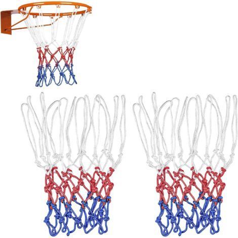ALLIANDISLot de 2 Filet Basket en Polyester, Filet de Basketball Amovible 12 Boucles, tricolores Rechange Filet Panier Basket-Ball, résistant à la Pluie et au Soleil, pour intérieur et extérieur (1/5)