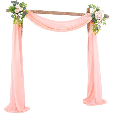 Velo de novia para arco y telón de fondo de boda – Velo largo de 70 x 550 cm – Lavable a máquina en color champán, beige o negro – 1 pieza (1/5)