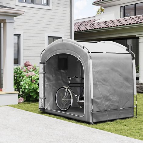 Tente vélo abri portable 3-4 vélos 2 poches latérales 220x150x195 gris foncé (1/5)