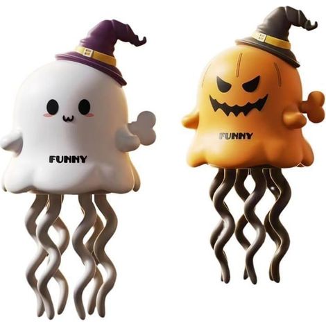 Jouets à remontage Halloween - WINLLINEE - Lot de 2 - Fantôme et citrouille - Chapeau de sorcière - Décoration de table (1/5)