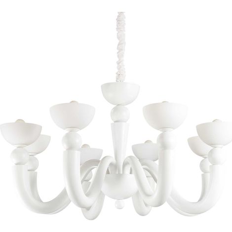 Ideal Lux Bon Bon - 8 Leichter mehrarmiger Kronleuchter in Weiß, E14 (1/2)