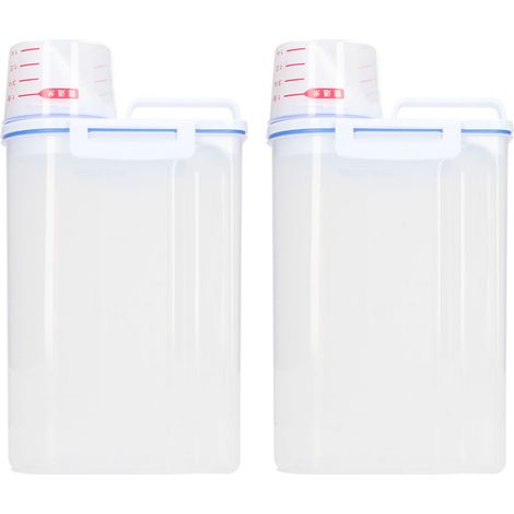 Lot de 2 récipients de stockage pour riz, haricots, céréales et autres aliments secs, en plastique de 2,5 L avec bec verseur. (1/5)