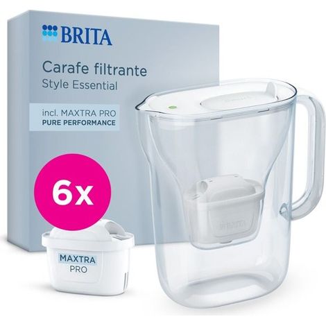 Botella y jarra filtrante Brita Style Essential blanca 6 cartuchos MAXTRA PRO pure performance - Jarra incluida