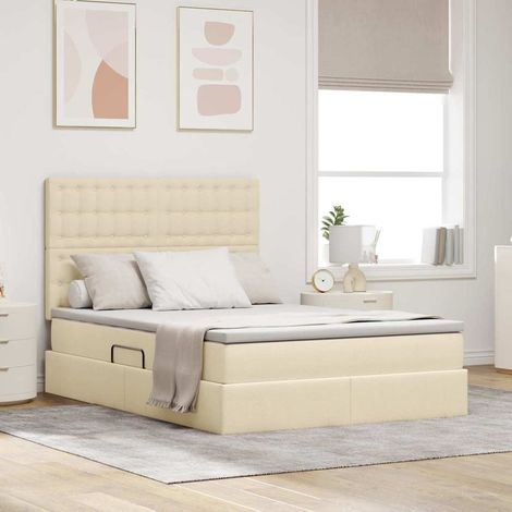 Aufbewahrungsbett mit Matratze Creme 140 x 200 cm Polyester (1/5)