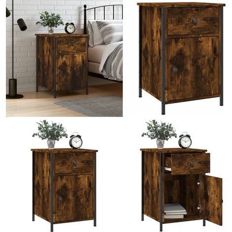 Table de chevet chêne fumé 40x42x60 cm bois d'ingénierie - Table De Chevet - Meuble De Chambre - Armoire De Chevet - Commode - Étagère Murale - Home & Living (1/5)