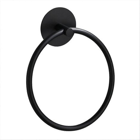 Anneau porte-serviettes de salle de bain en acier inoxydable, noir (1/5)