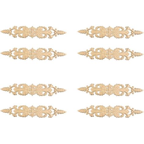 8 Pièces 33cmx6cm Bois Sculpté Décalque Bande Coin Appliques Long Creux Fleur Cadre Meubles Décor Sculpture sur Bois Figurines Artisanat