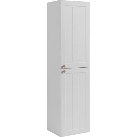 Mobiletto da bagno in stile classico, bianco, 35 x 136 x 27 cm, maniglia dorata (1/5)