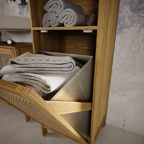 Armoire de salle de bain Liora, Bambou, 36x98cm, Vicco (1/5)