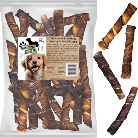Delikatesse, natürlicher Kausnack für Hunde: Rinderpansen-Röllchen von Mr. Pretzel, 250 g (1/3)