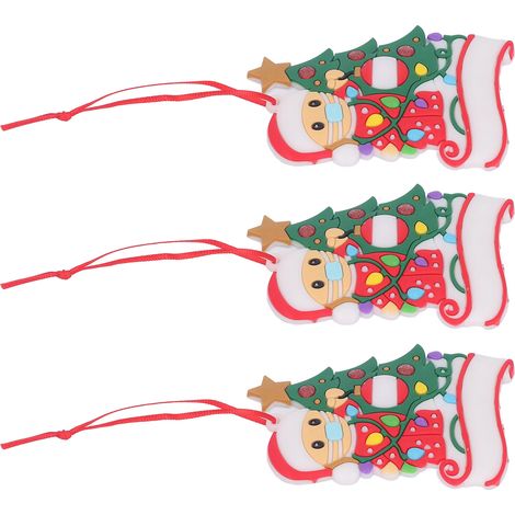 3er-Set Weihnachtsbaum-Masken-Schneemann-Anhänger, niedliches, exquisites PVC mit Schleifenband, Weihnachtsdekoration X2094 (1/5)