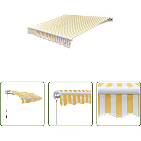 Auvent mural - Auvent pliable manuel 300 cm Jaune/blanc (1/5)