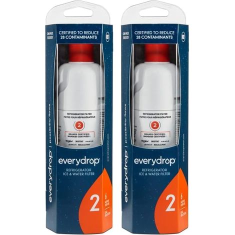 Lot de 2 filtres à eau compatibles réfrigérateur Whirlpool Everydrop Ice and Water série 2 avec certification qualité et installation facile dimensions standard (1/5)