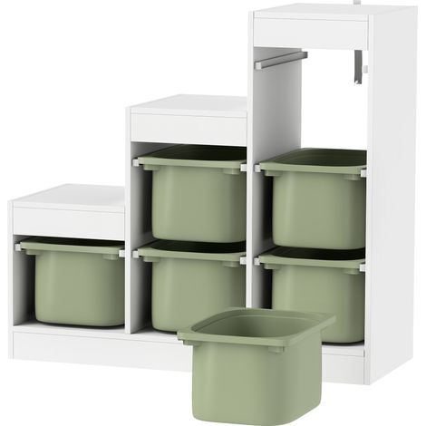 Meuble de rangement jouets enfants 6 bacs amovibles 3 niveaux 96x38,5x90 cm vert (1/5)