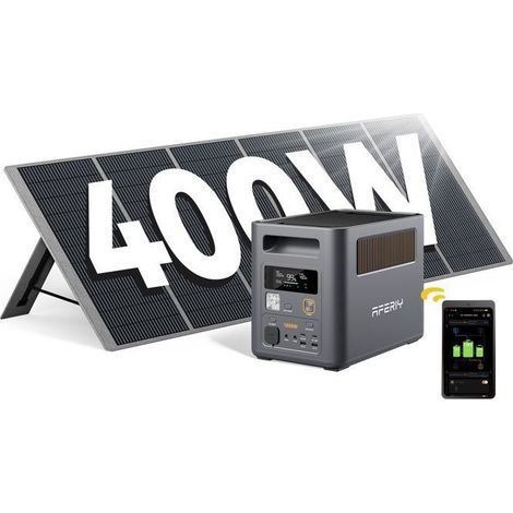 Générateur solaire portable - AFERIY - Nomad1800 Pro - 1024Wh - 1800W AC - Panneau 400W