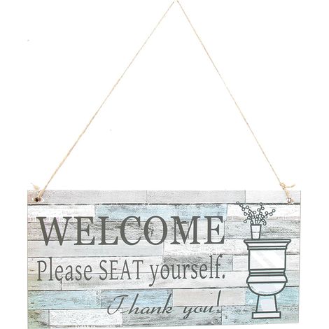 Lot de 5 Panneaux en Bois Suspendus pour Porte, Fenêtre ou Mur - Décoration Murale DIY Bienvenue, 30x15 cm (1/5)