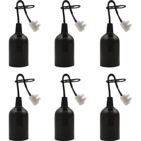 6 portalámparas E27 de 4A 250V, repuesto para bombillas incandescentes y LED o industriales (máx. 60W/negro) (1/5)