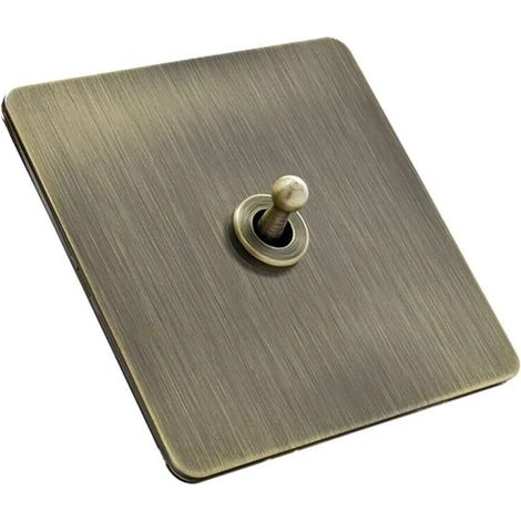 Interrupteur à bascule en laiton, panneau d'interrupteur à bascule en acier inoxydable bronze 86 x 86 mm, pour la commande d'éclairage (1 modules). (1/5)
